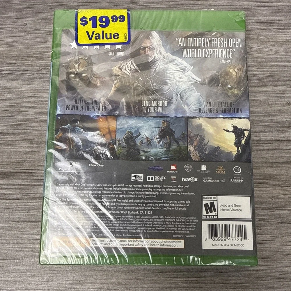 Middle Earth: Shadow of Mordor GOTY Xbox One (Brand New Factory Sealed US Versio